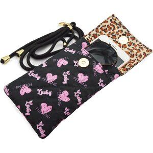 Double Layer Eyeglass Case for Women with Colorful Pattern and Durable Strap